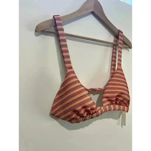 Madewell‎ Ribbed Triangle Bikini Top Ombré Stripe Size Large - Picture 5 of 9